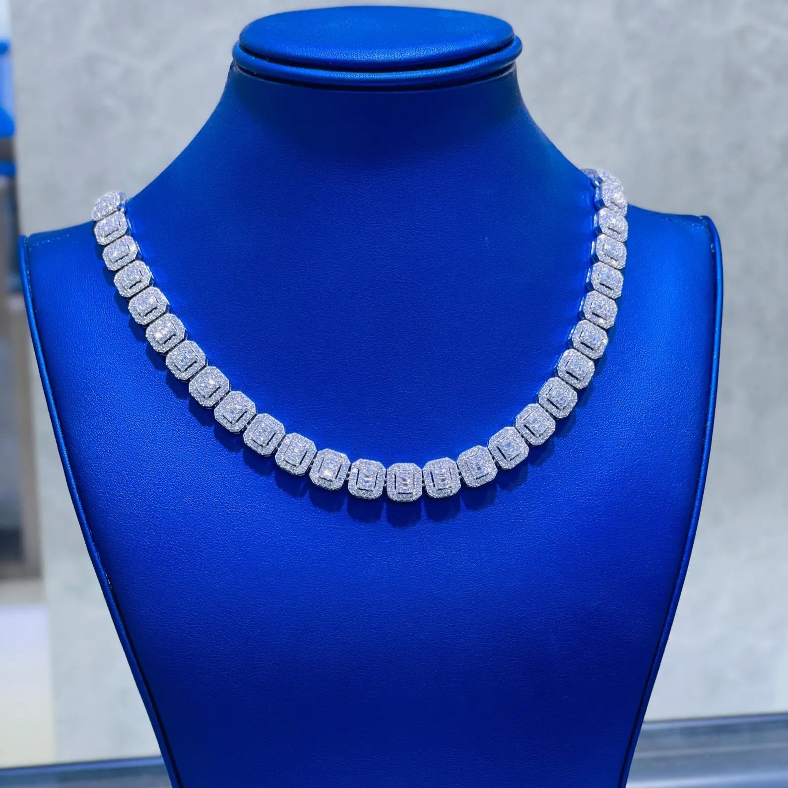 Baguette Link Moissanite Chain [35.25CTW] in 925 Sterling Silver