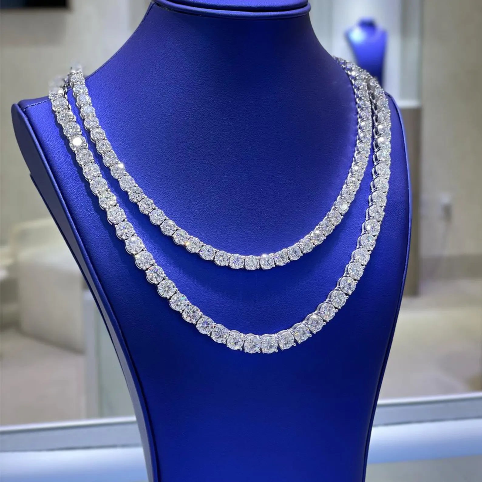 Moissanite Tennis Chains in 925 Sterling Silver