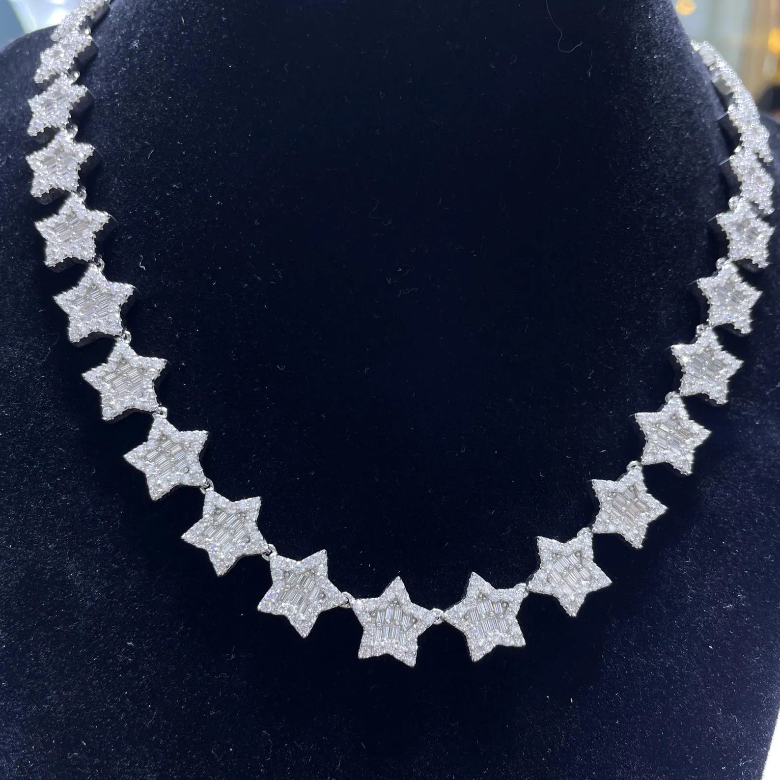 Star Iced Out Moissanite Necklace [17.77CTW] in 925 Sterling Silver