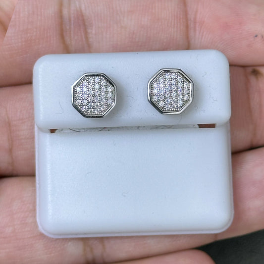 0.25 CTW Moissanite Hexagon Bezel Set Stud Earrings 925 Sterling Silver