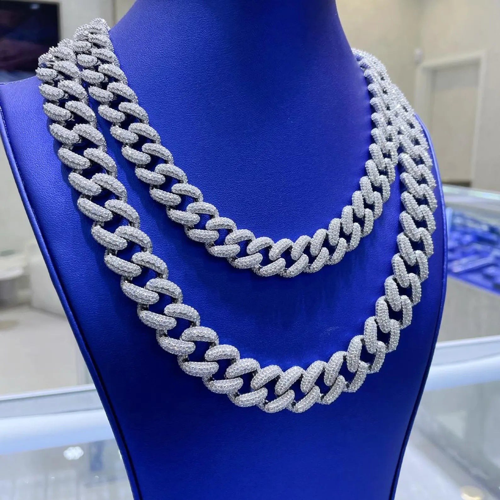 Moissanite Cuban Link Chains [41.91CTW - 47.29CTW] in 925 Sterling Silver