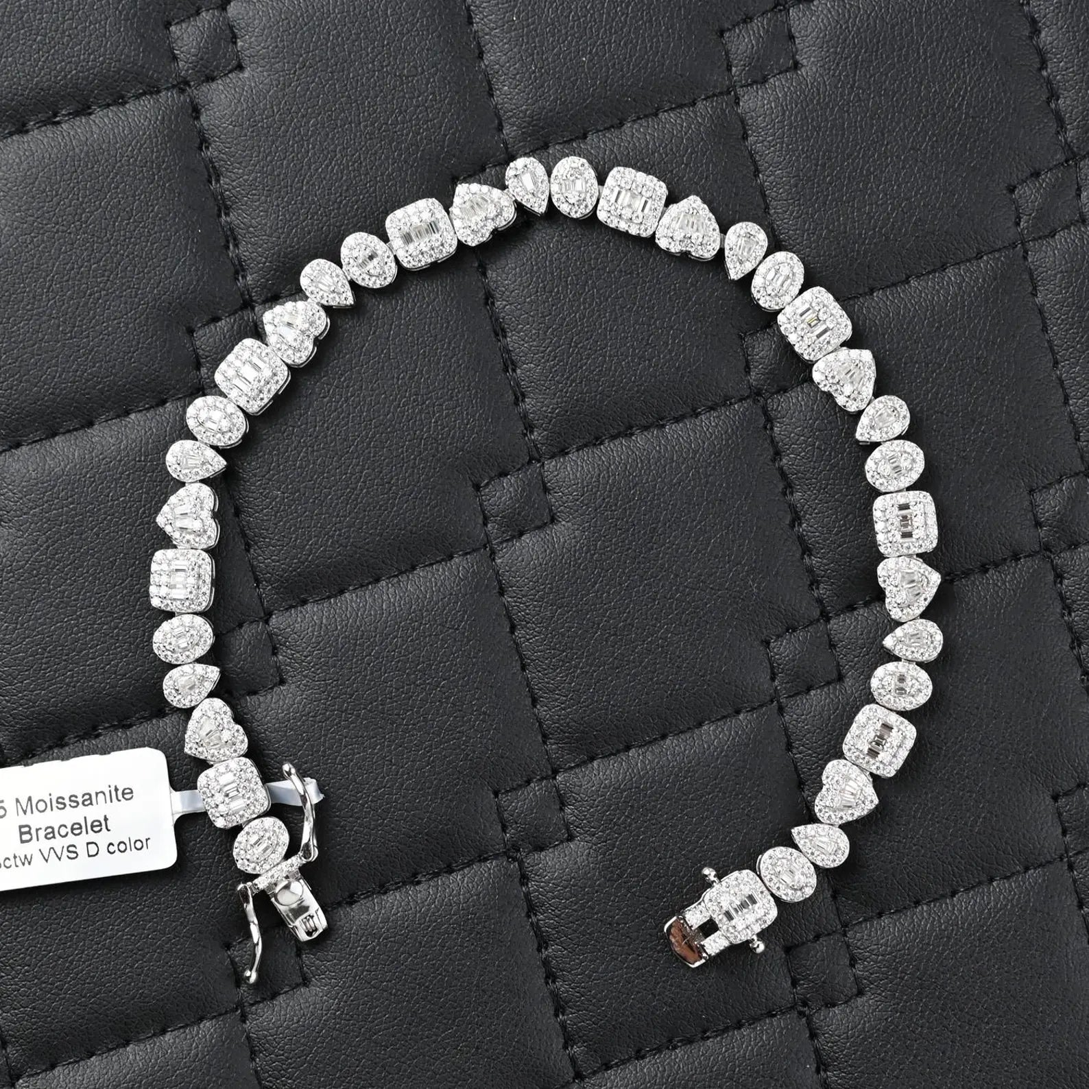 Multi Shaped Oval Square Heart Pear Bracelet  [4.00 CTW] Moissanites in 925 Sterling Silver