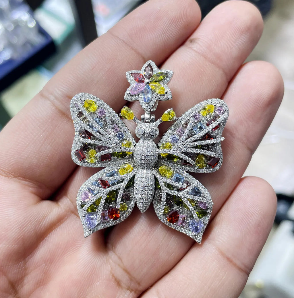 Custom Butterfly Pendant VVS1 Moissanite [4.50 CTW] 925 Sterling Silver