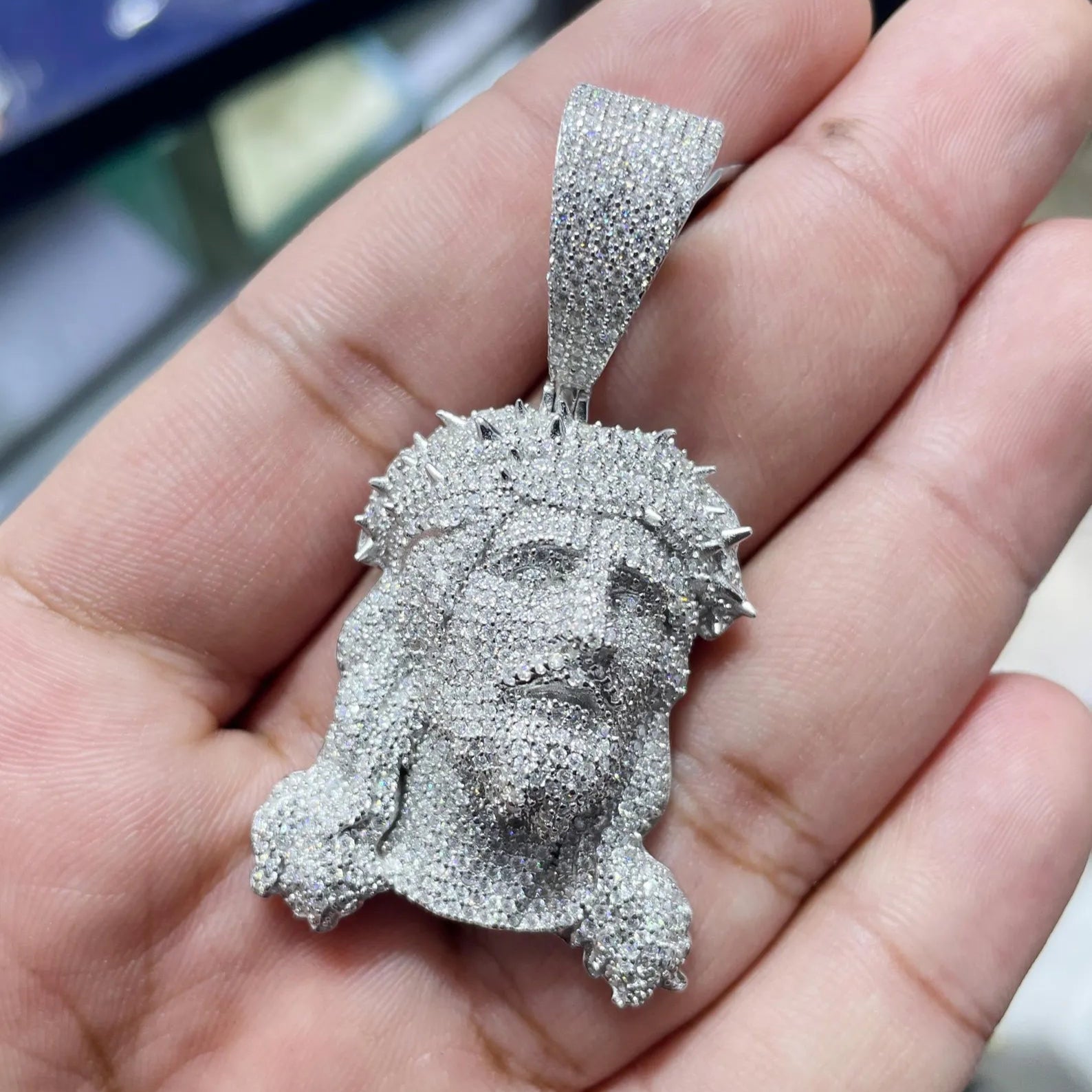 3D Jesus Face Pendant VVS1 Moissanite [5.65 CTW] 925 Sterling Silver
