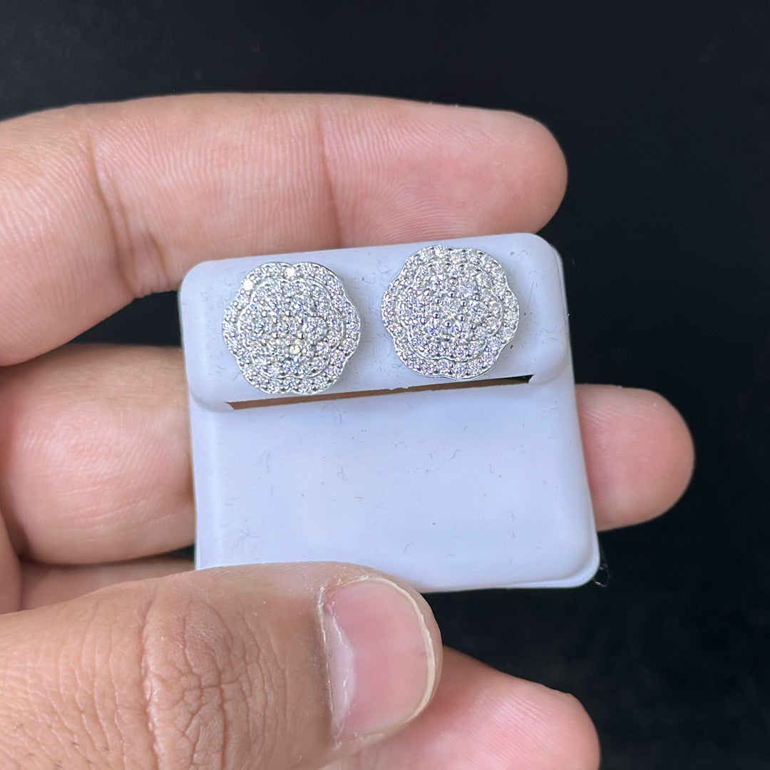 3.00 CTW Moissanite Big Flower Style Stud Earrings 925 Sterling Silver