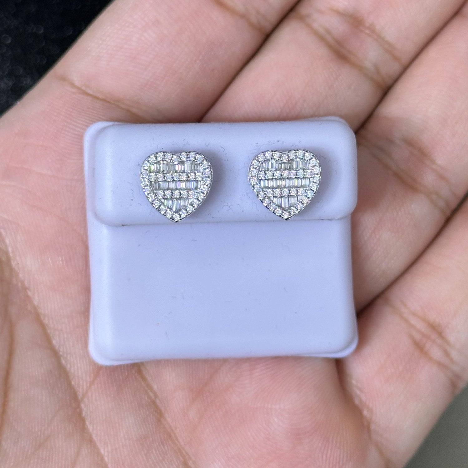 1.00 CTW Moissanite Heart Shape Stud Earrings 925 Sterling Silver