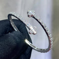 Four Leaf Clover Baguette Cuff Bangle [4.20CTW Moissanites] Baguette & Round 925 Sterling Silver