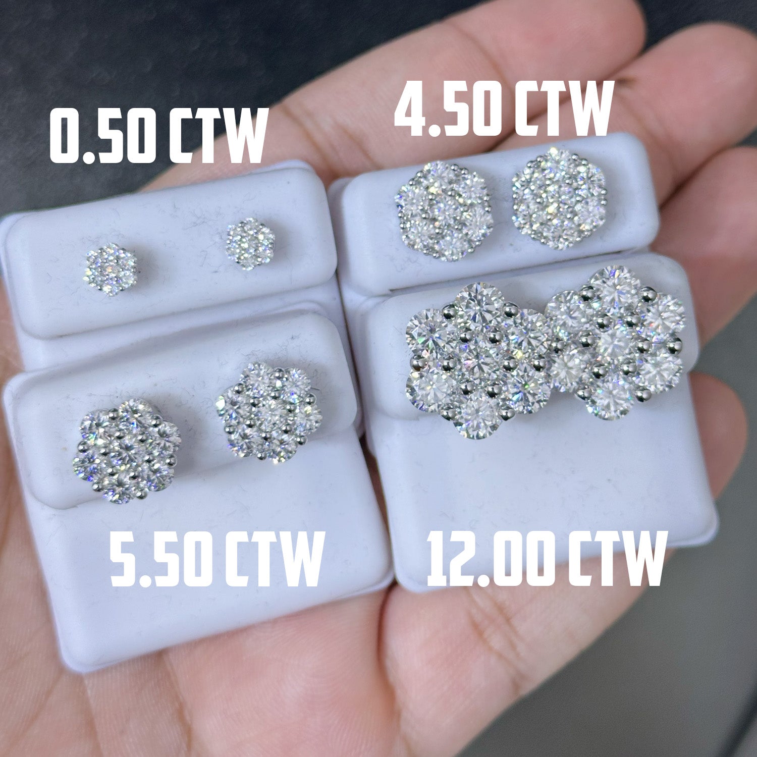Flower Style Moissanite Stud Earrings 925 Sterling Silver