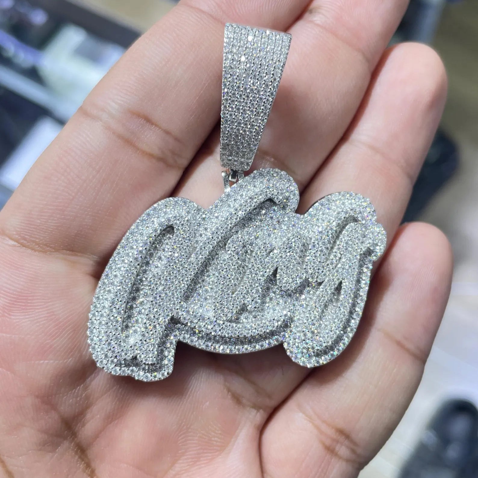 Custom King Pendant VVS1 Moissanite [6.71 CTW] 925 Sterling Silver
