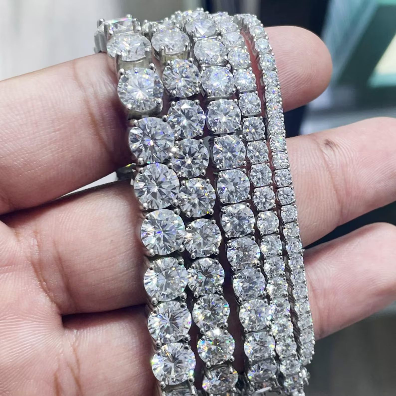 Classic Tennis Bracelet Round Moissanites in 925 Sterling Silver