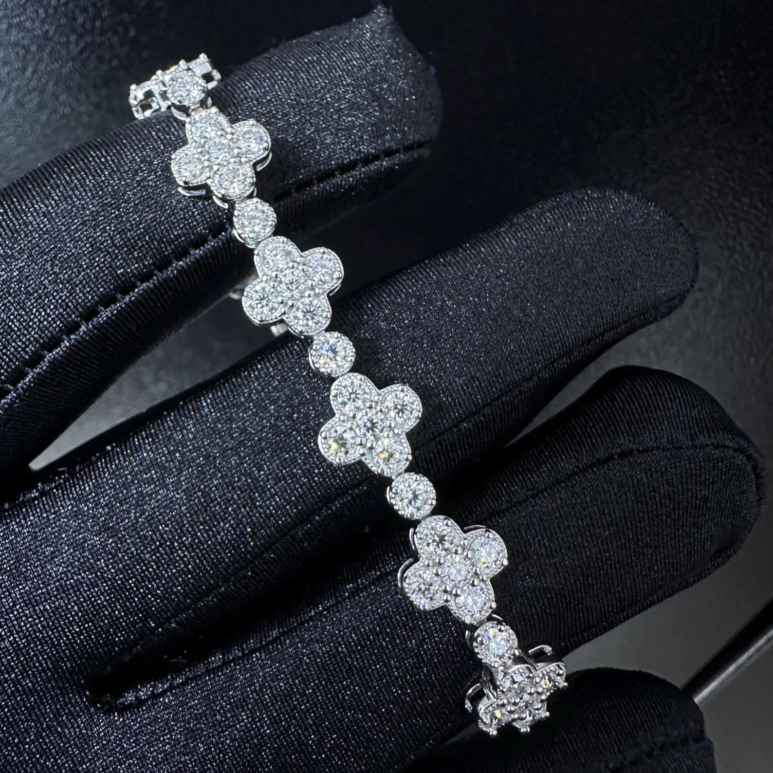 Round Clover Bracelet [7.46CTW] Moissanites in 925 Sterling Silver