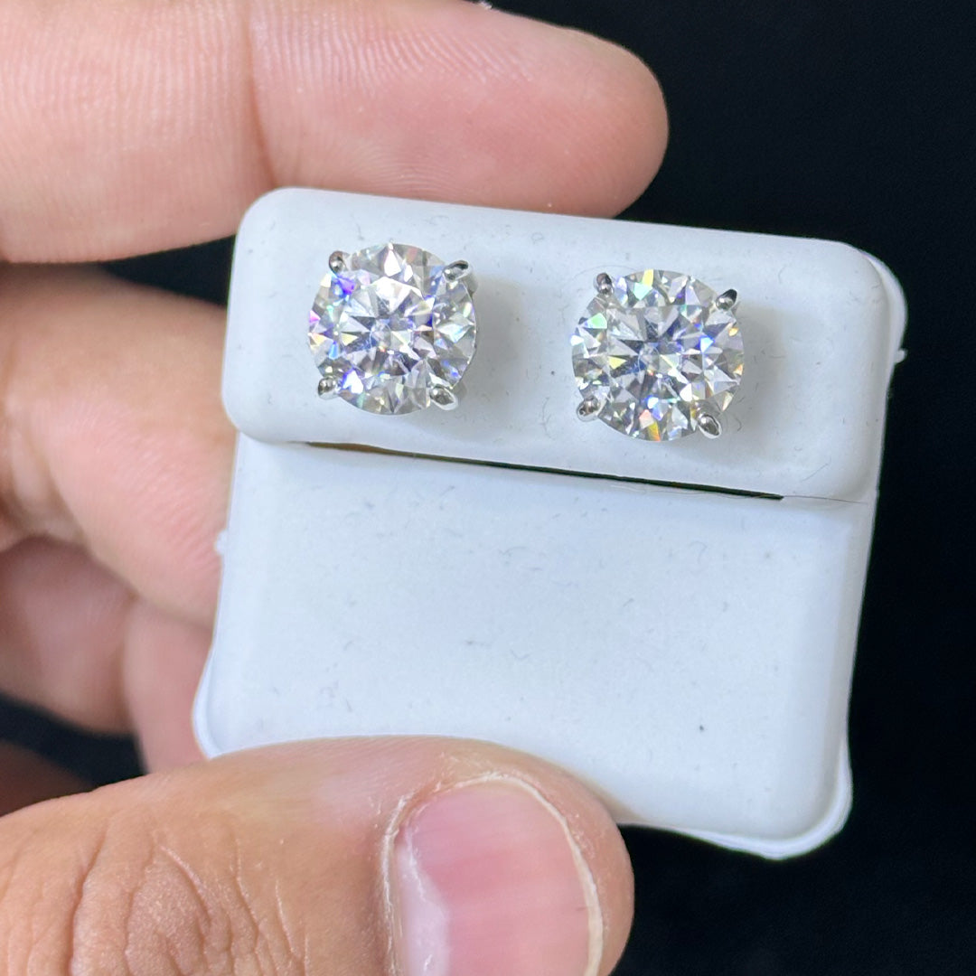 7.33 CTW Moissanite Big Solitaire Stud Earrings 925 Sterling Silver