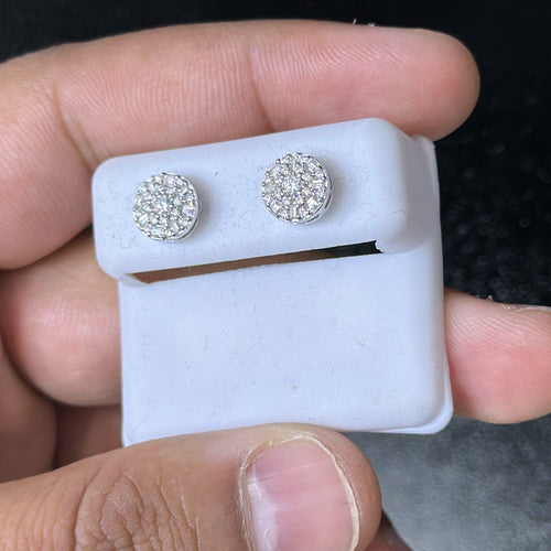 0.75 CTW Moissanite Small Baguette Round Stud Earrings 925 Sterling Silver