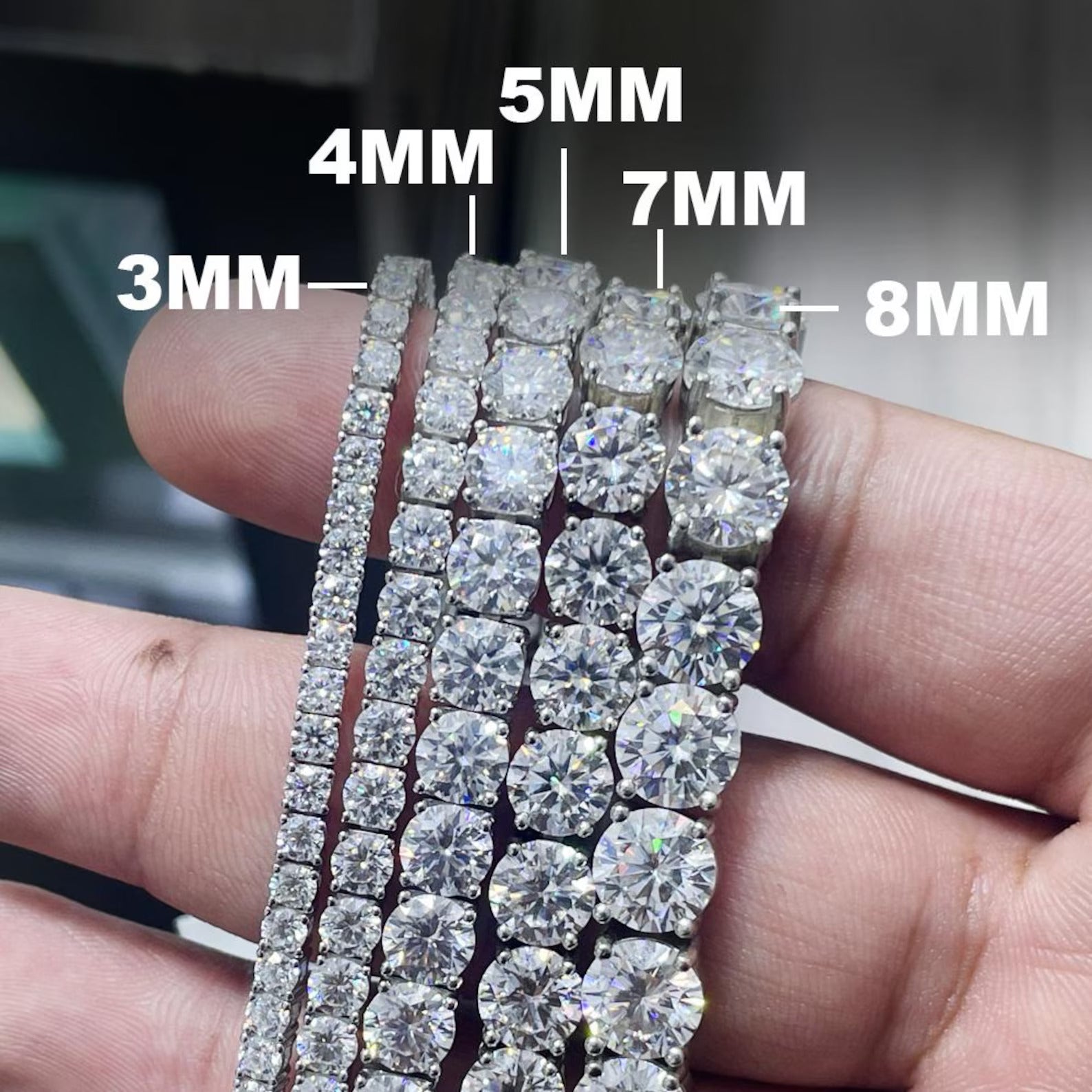 VVS Tennis Bracelet Round Moissanites in 925 Sterling Silver (All Sizes)