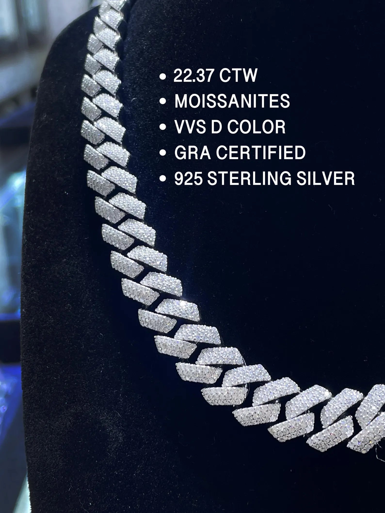 Iced Out Cuban Link Moissanite Chain [22.37CTW] in 925 Sterling Silver