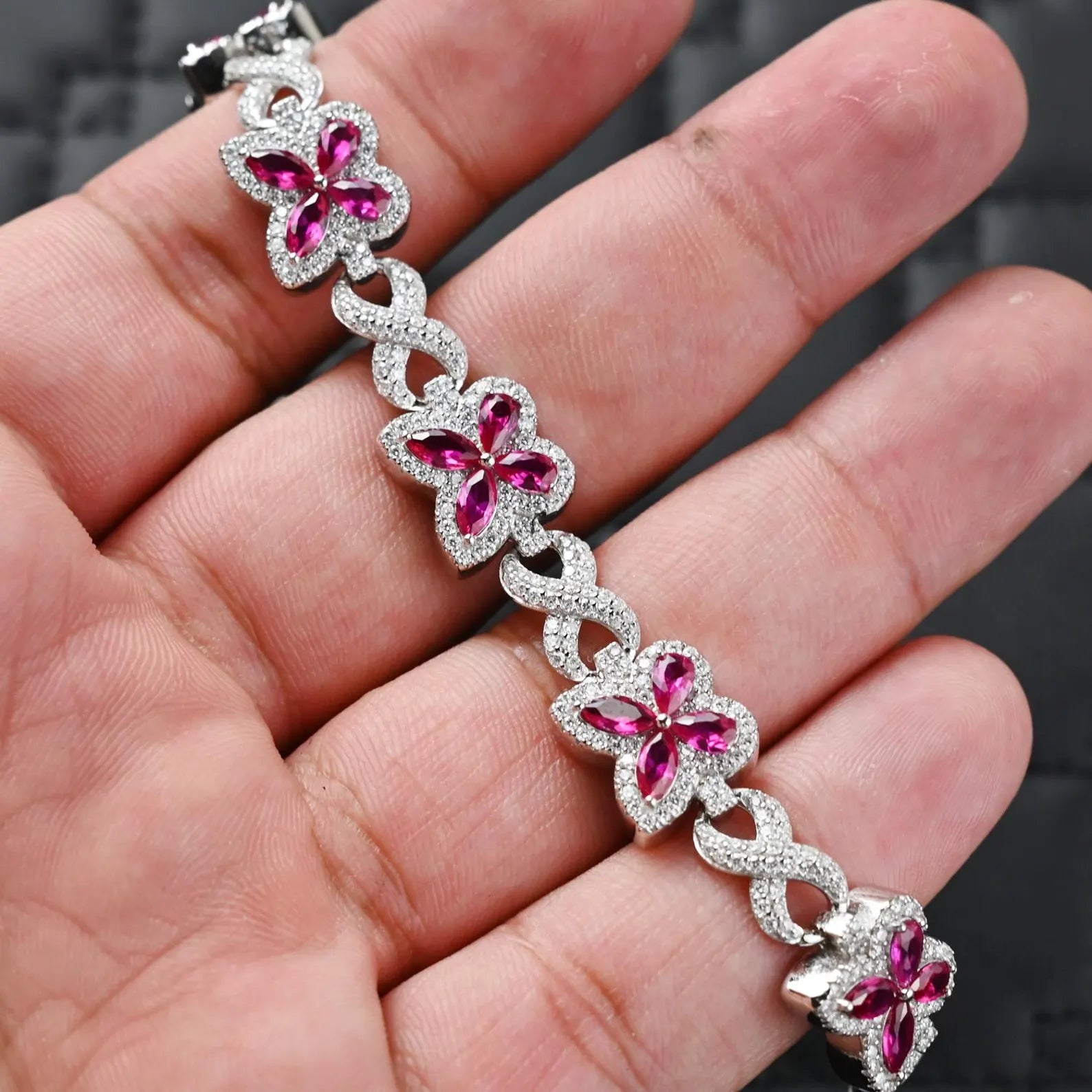 Butterfly Infinity Link Bracelet [4.10CTW] Moissanites in 925 Sterling Silver