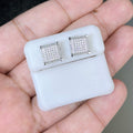 0.55 CTW Moissanite 3D Iced Square Stud Earrings 925 Sterling Silver