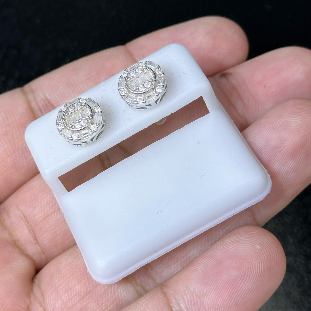 1.04 CTW Moissanite Layered Baguettes Stud Earrings 925 Sterling Silver