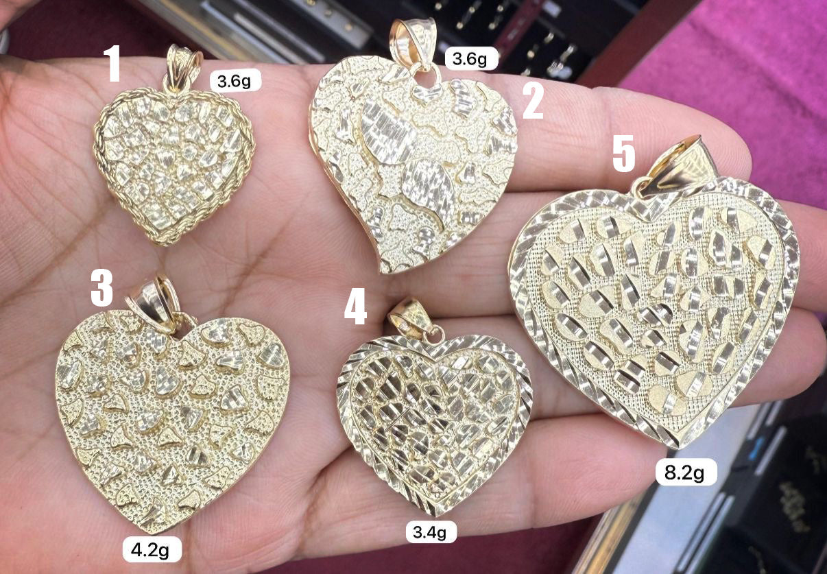 10K Heart Nugget Pendant | Appx. 3.4 - 8.2Grams