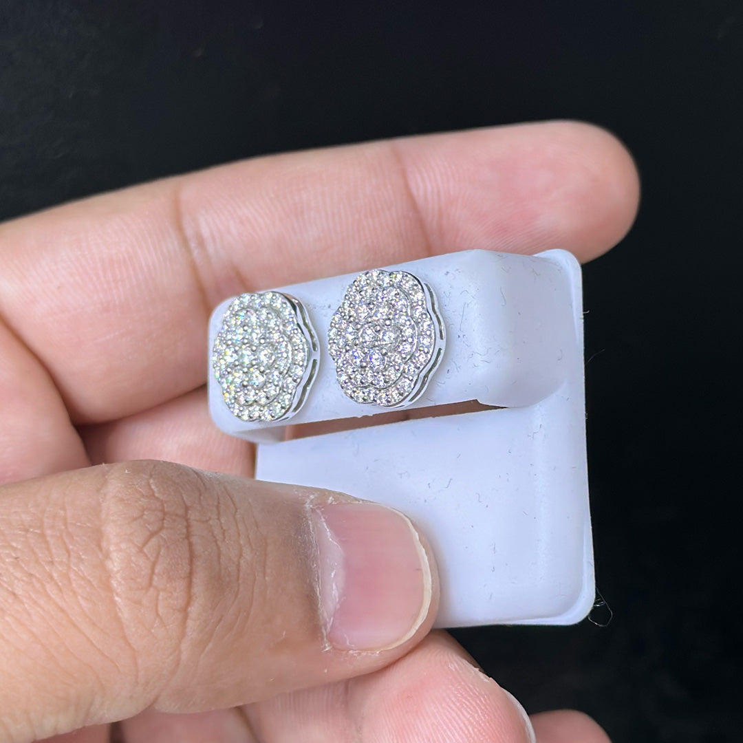 3.00 CTW Moissanite Big Flower Style Stud Earrings 925 Sterling Silver