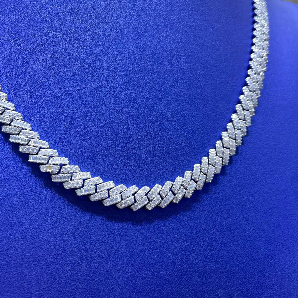 10mm Moissanite Cuban Link Chain [23CTW] in 925 Sterling Silver