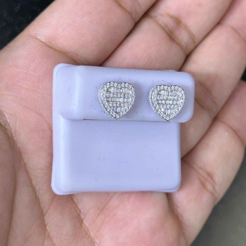 1.00 CTW Moissanite Heart Shape Stud Earrings 925 Sterling Silver