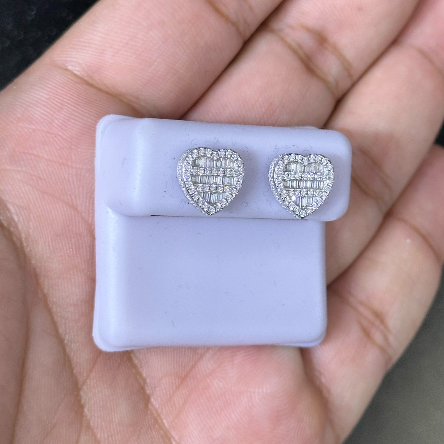 1.00 CTW Moissanite Heart Shape Stud Earrings 925 Sterling Silver