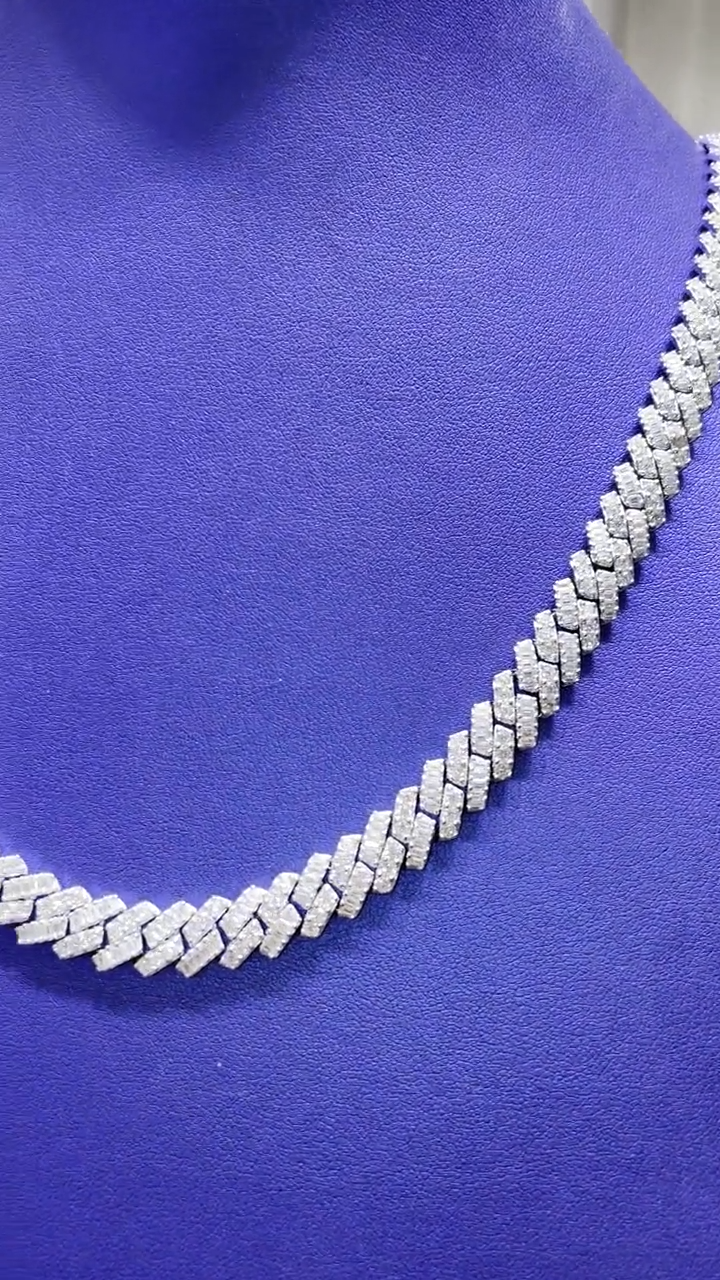 10mm Moissanite Cuban Link Chain [23CTW] in 925 Sterling Silver