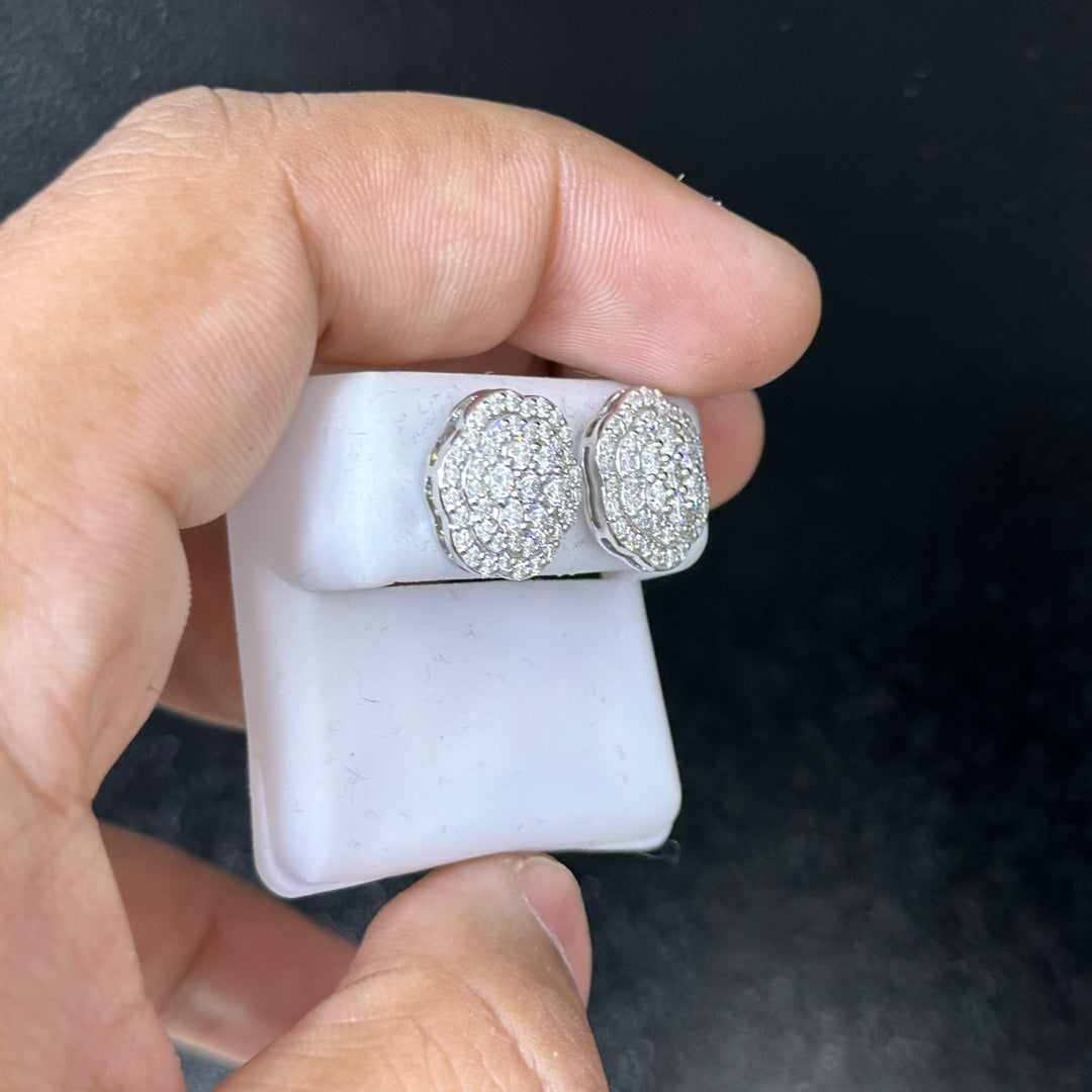 3.00 CTW Moissanite Big Flower Style Stud Earrings 925 Sterling Silver
