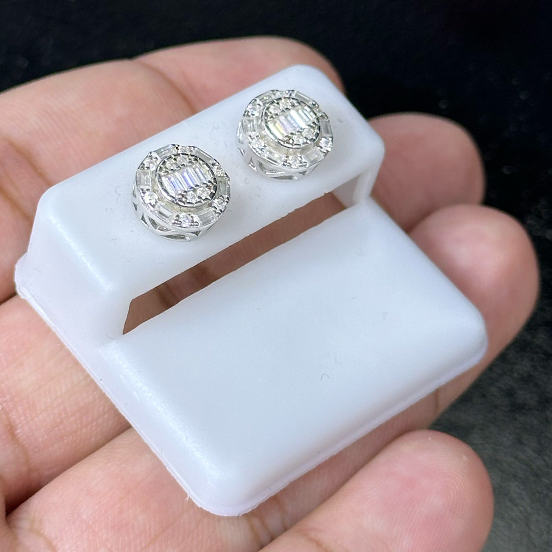 1.04 CTW Moissanite Layered Baguettes Stud Earrings 925 Sterling Silver