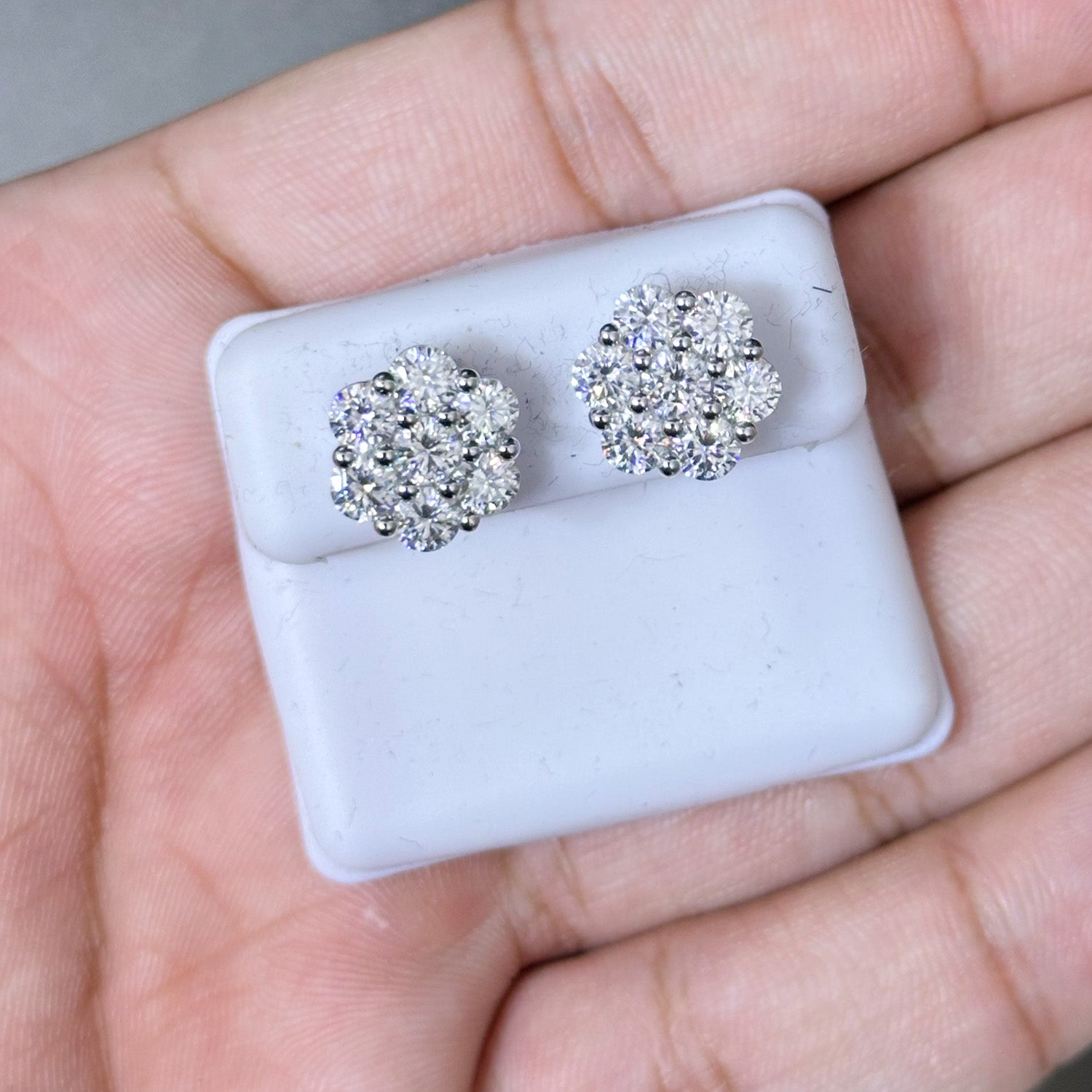 Flower Style Moissanite Stud Earrings 925 Sterling Silver