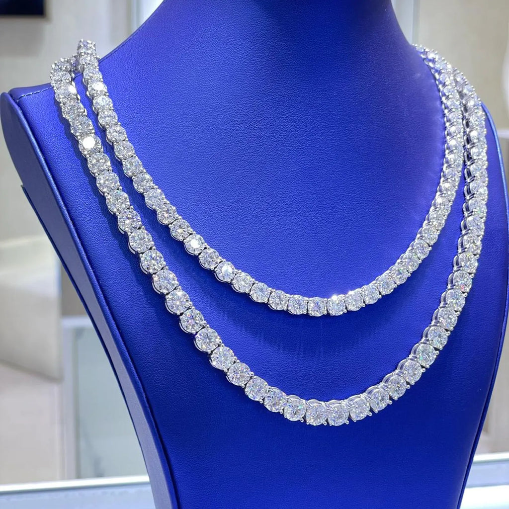 Moissanite Cuban Link Chains [93.60CTW - 138CTW] in 925 Sterling Silver