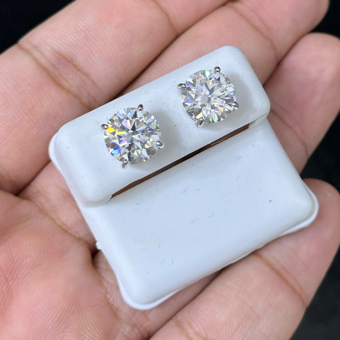 7.33 CTW Moissanite Big Solitaire Stud Earrings 925 Sterling Silver