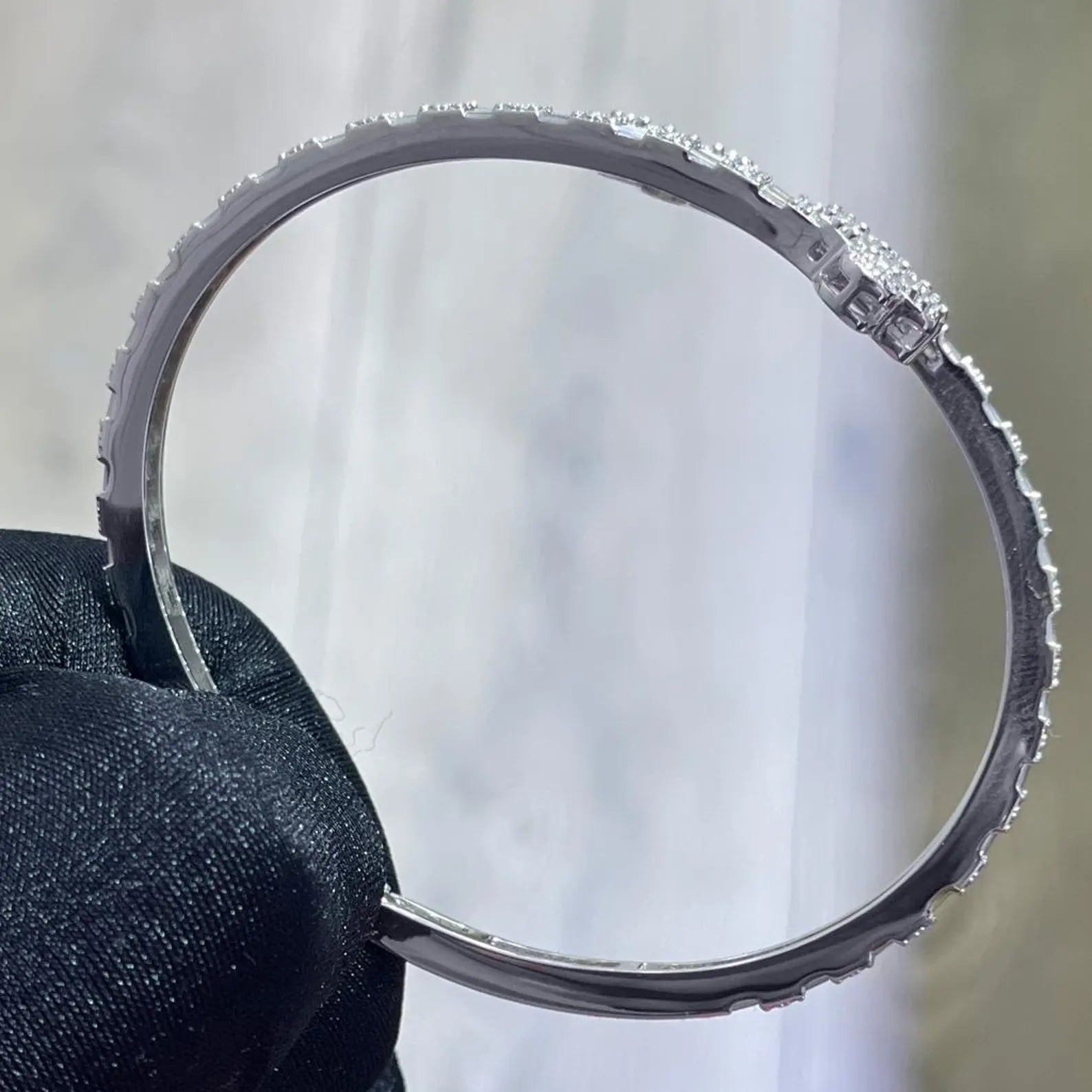 Four Leaf Clover Baguette Cuff Bangle [4.20CTW Moissanites] Baguette & Round 925 Sterling Silver