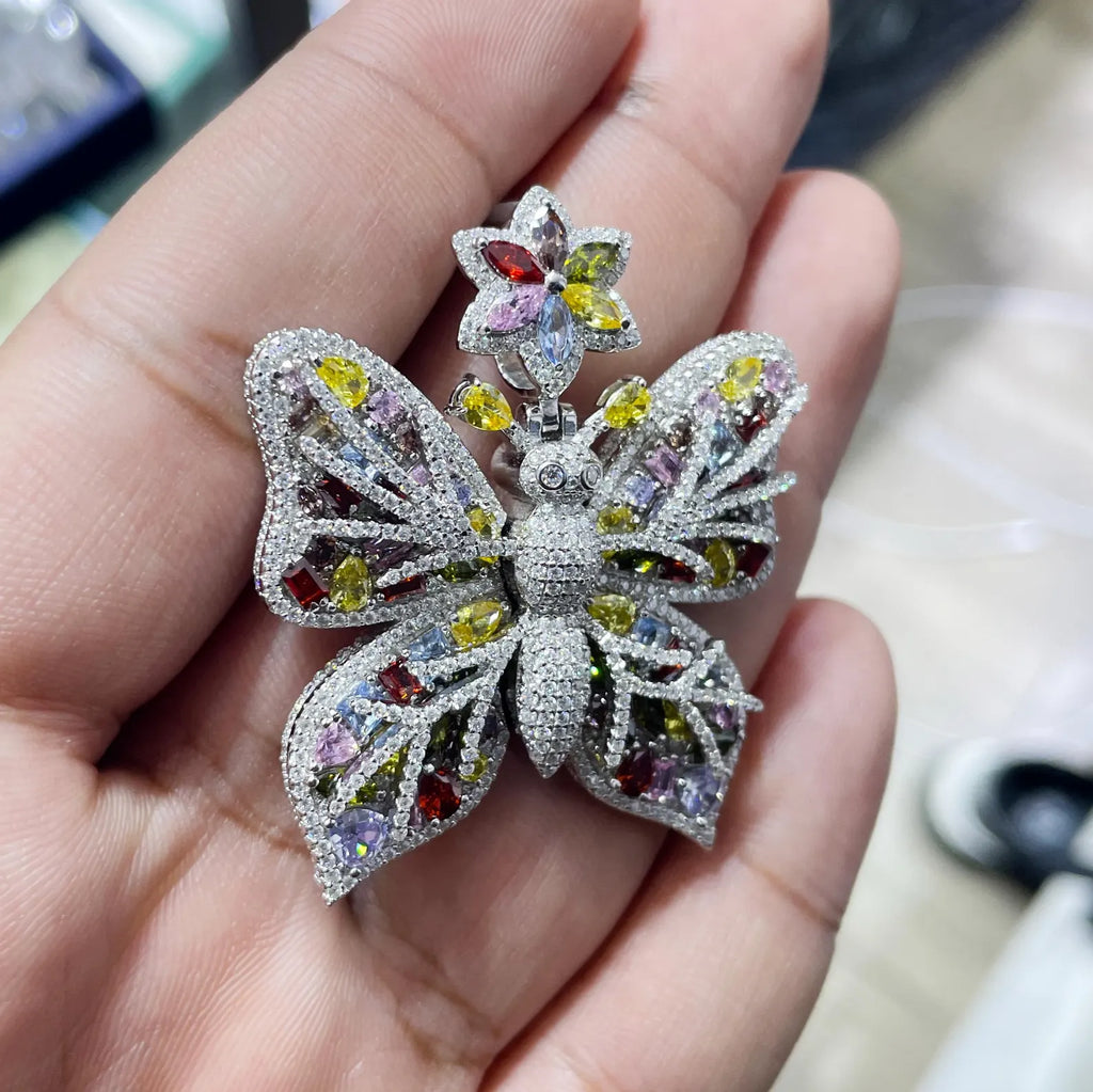 Custom Butterfly Pendant VVS1 Moissanite [4.50 CTW] 925 Sterling Silver