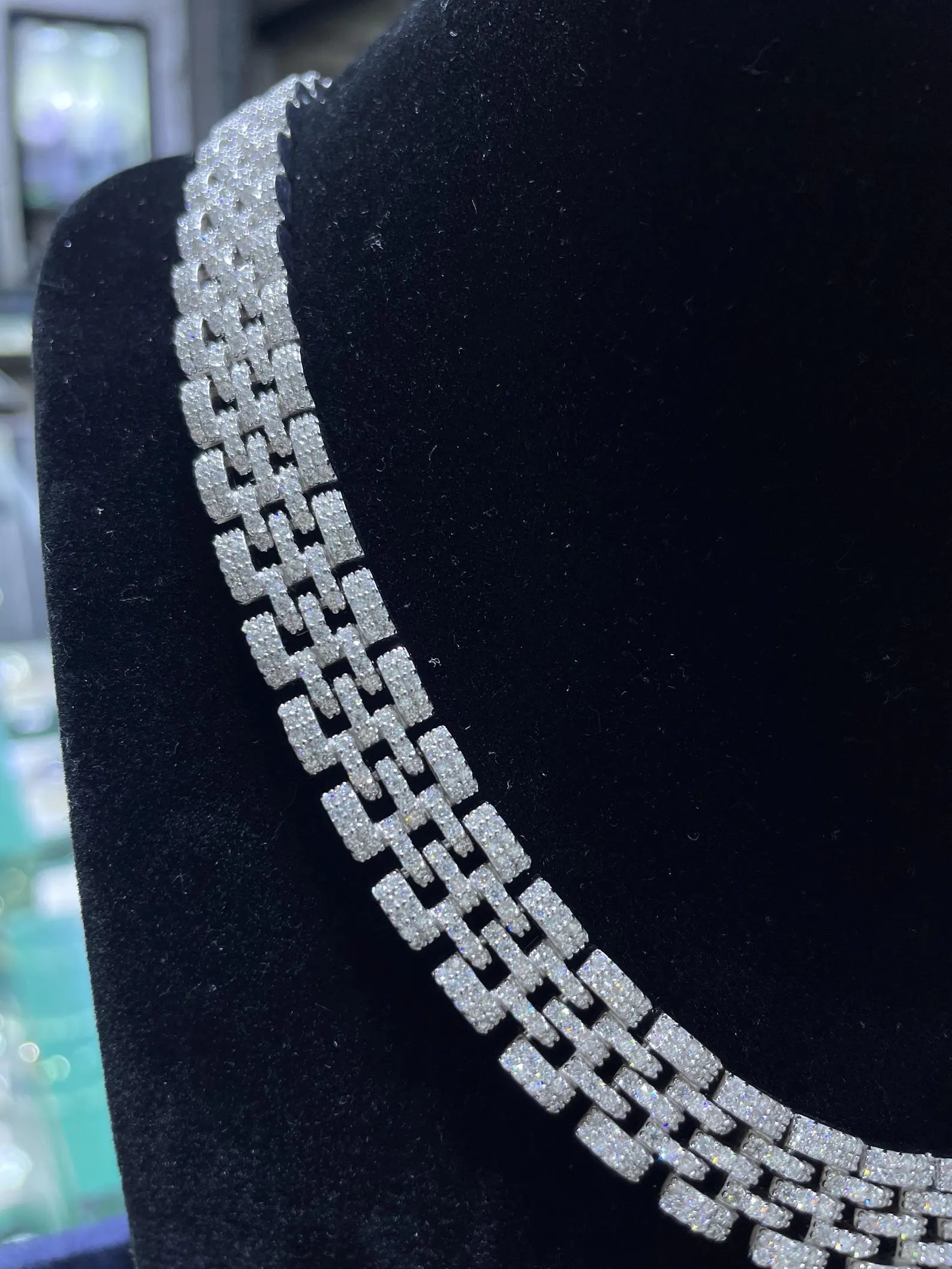 Iced Out Cuban Link Moissanite Necklace [25.52CTW] in 925 Sterling Silver