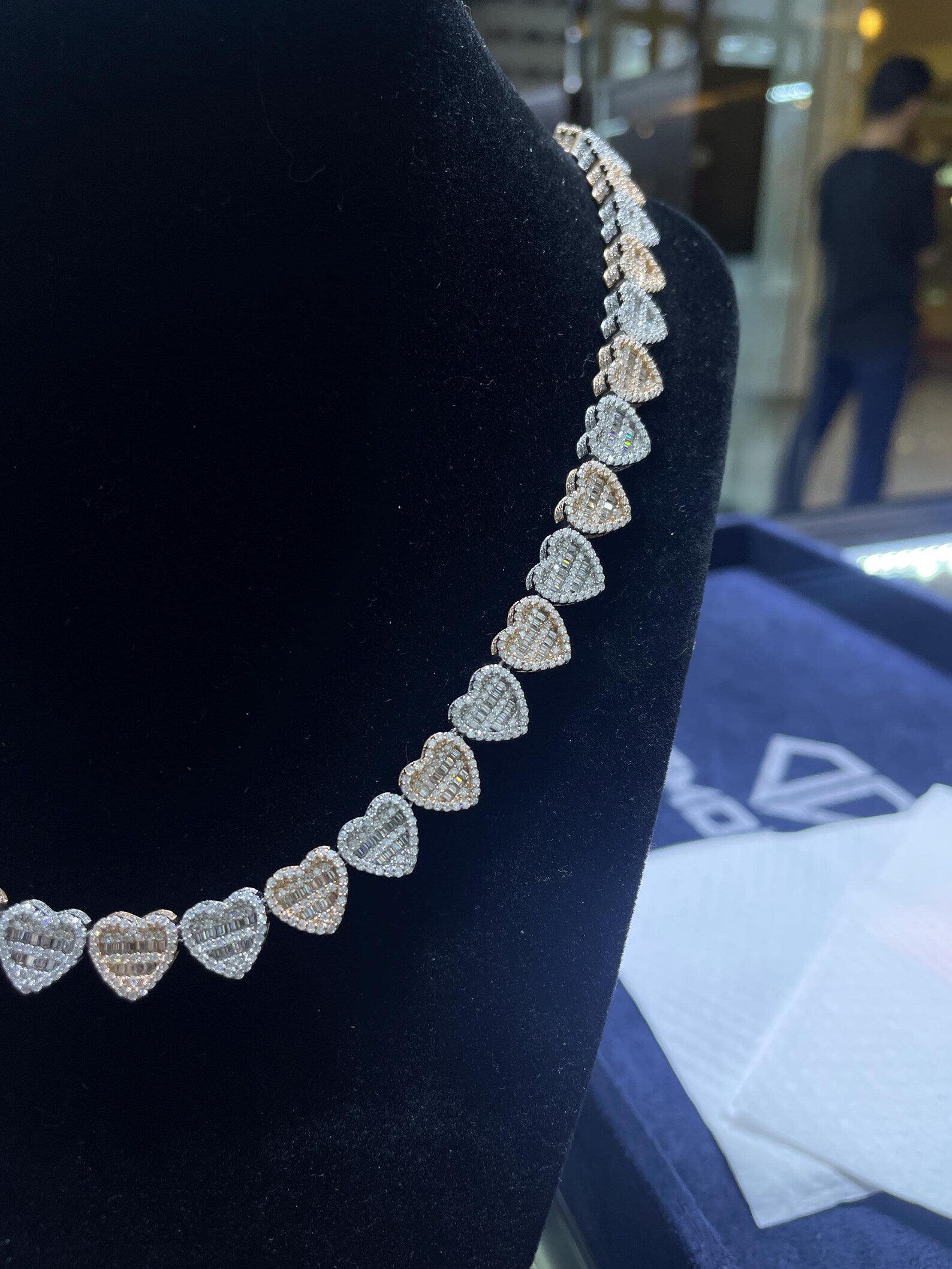 Two Tone Heart Moissanite Necklace [26.57CTW] in 925 Sterling Silver