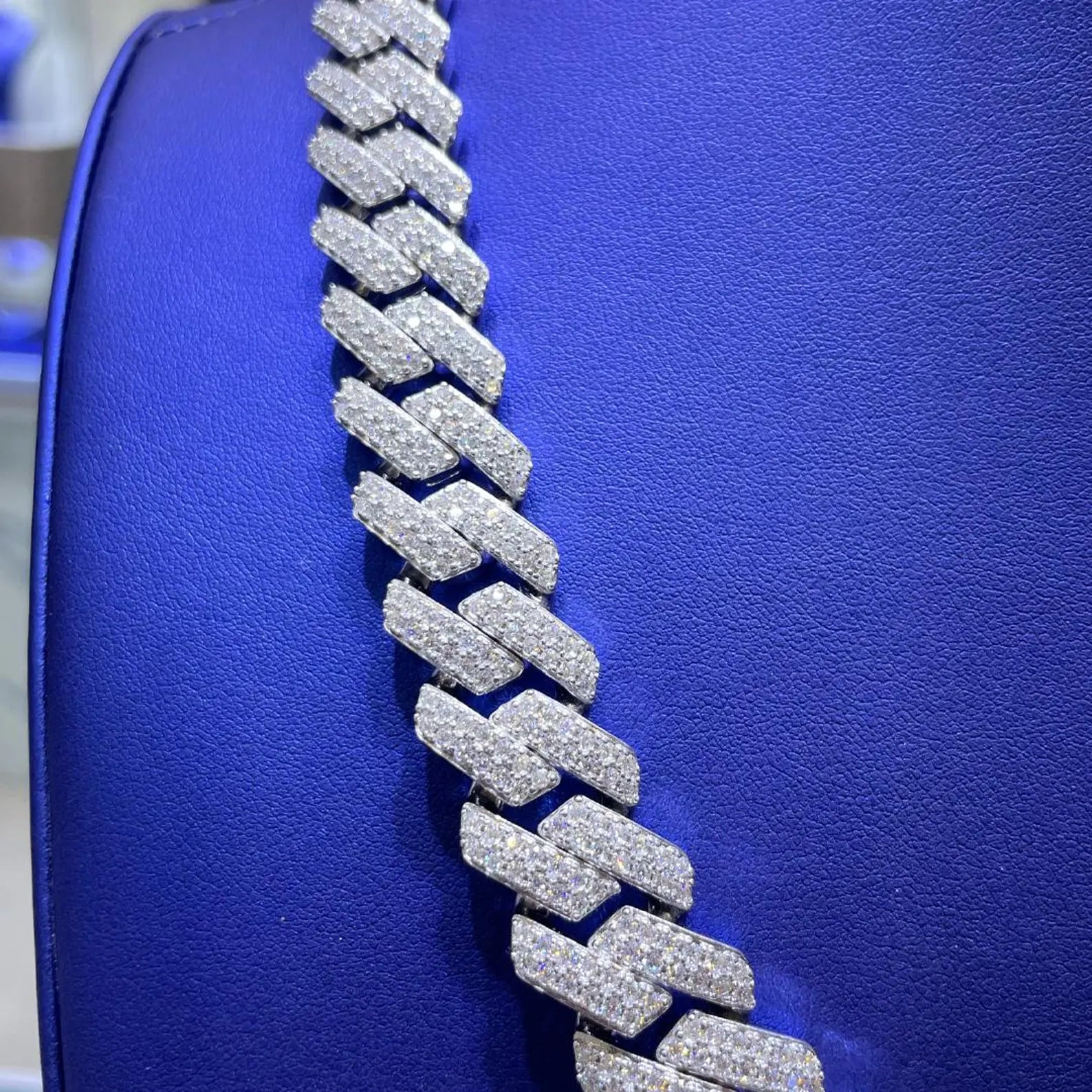 16mm Moissanite Cuban Link Chain [25.7CTW] in 925 Sterling Silver