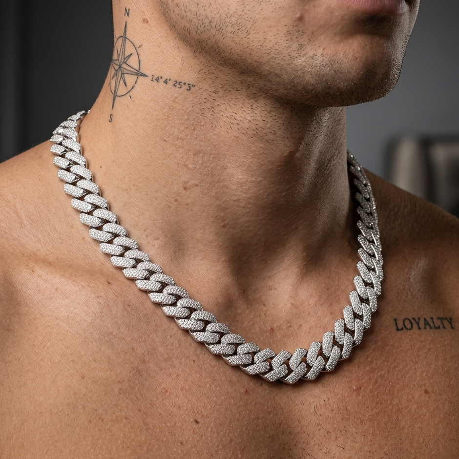 Iced Out Cuban Link Moissanite Chain [22.37CTW] in 925 Sterling Silver
