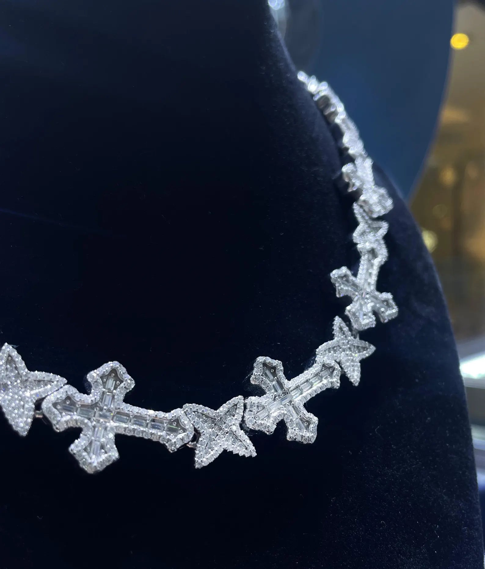 Custom Iced Out Cross Moissanite Chain [23.51CTW] in 925 Sterling Silver