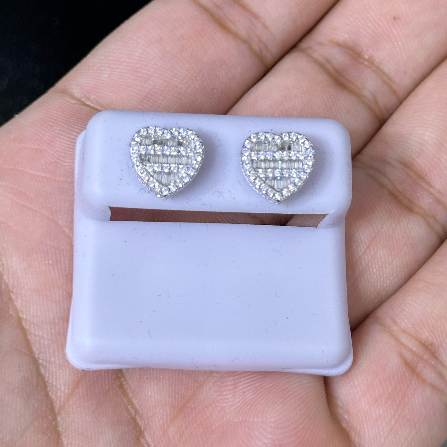 1.00 CTW Moissanite Heart Shape Stud Earrings 925 Sterling Silver