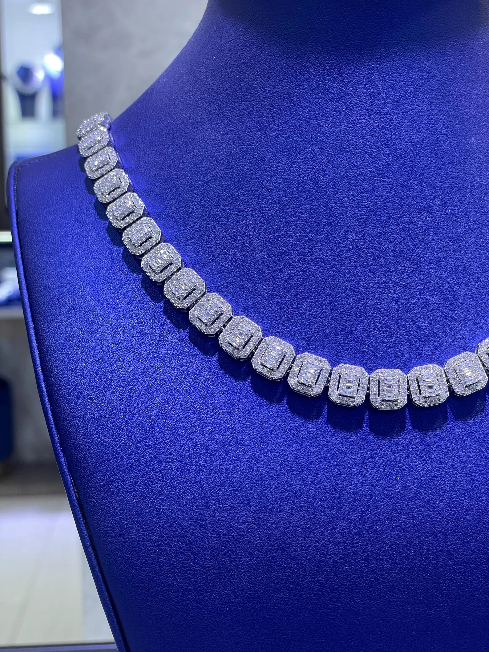 Baguette Link Moissanite Chain [35.25CTW] in 925 Sterling Silver