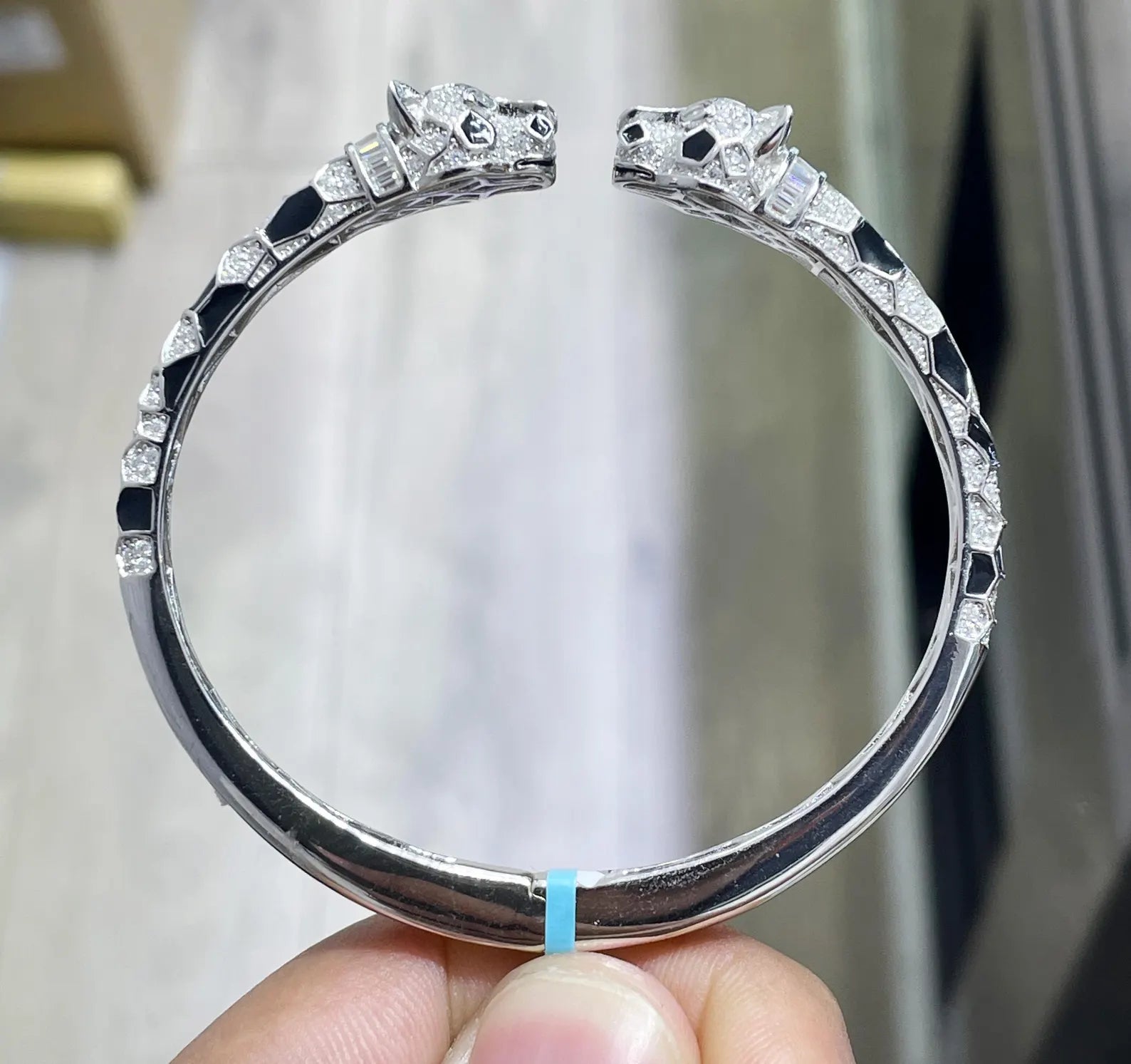 Panther Double Headed Bangle [3.11CTW] Moissanites in 925 Sterling Silver