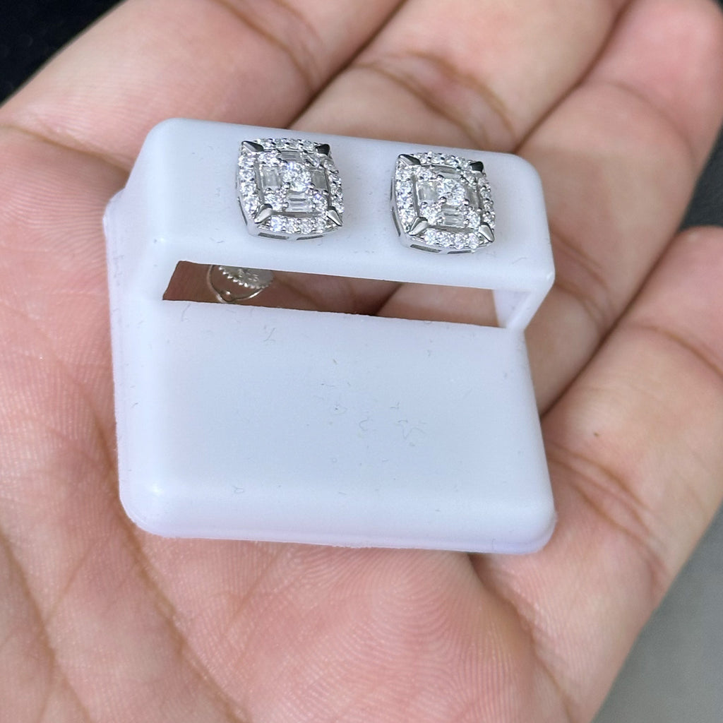 0.94 CTW Moissanite Square Baguette Stud Earrings 925 Sterling Silver