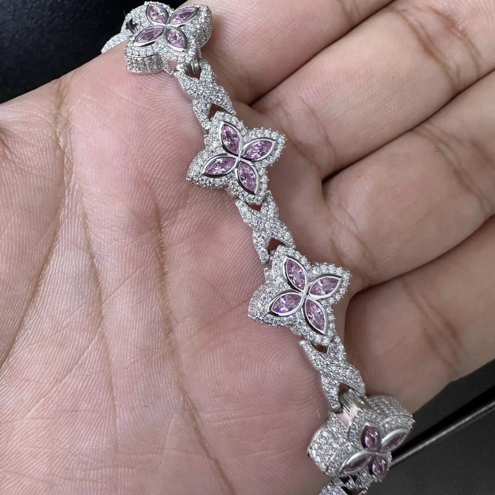Clover VVS Iced out Bracelet [9.04 CTW] Moissanites in 925 Sterling Silver