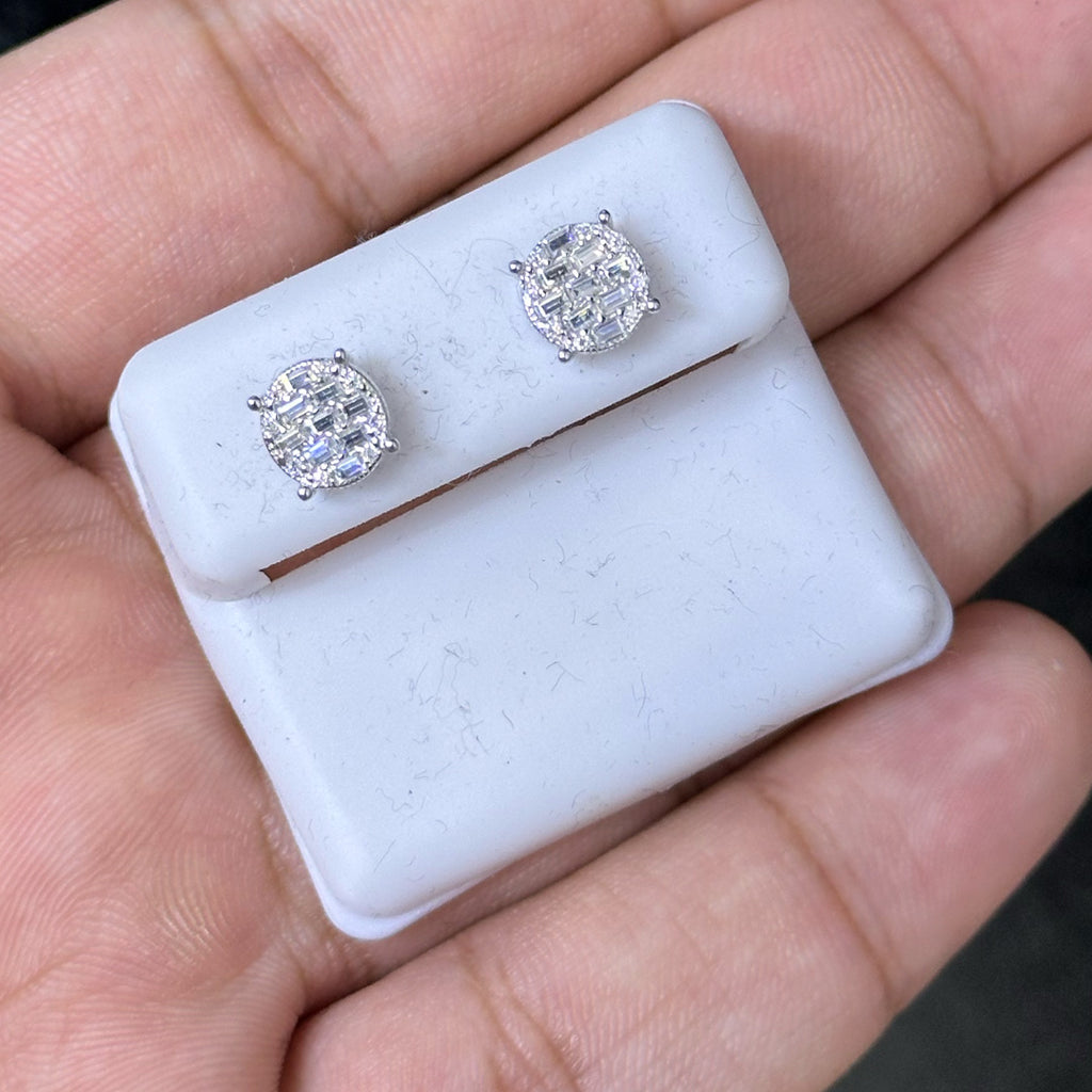 0.50 CTW Moissanite Baguette Cluster Set Stud Earrings 925 Sterling Silver