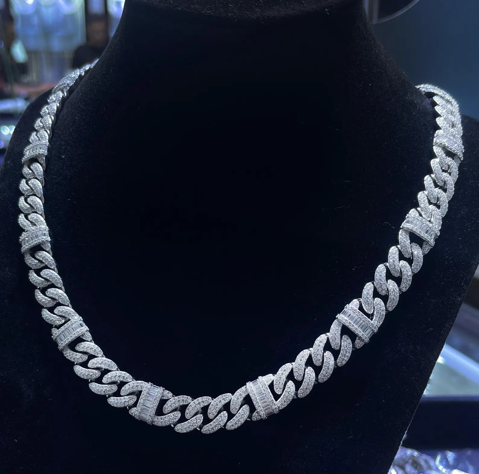 Iced Out Cuban Link Moissanite Chain [16.80CTW] in 925 Sterling Silver