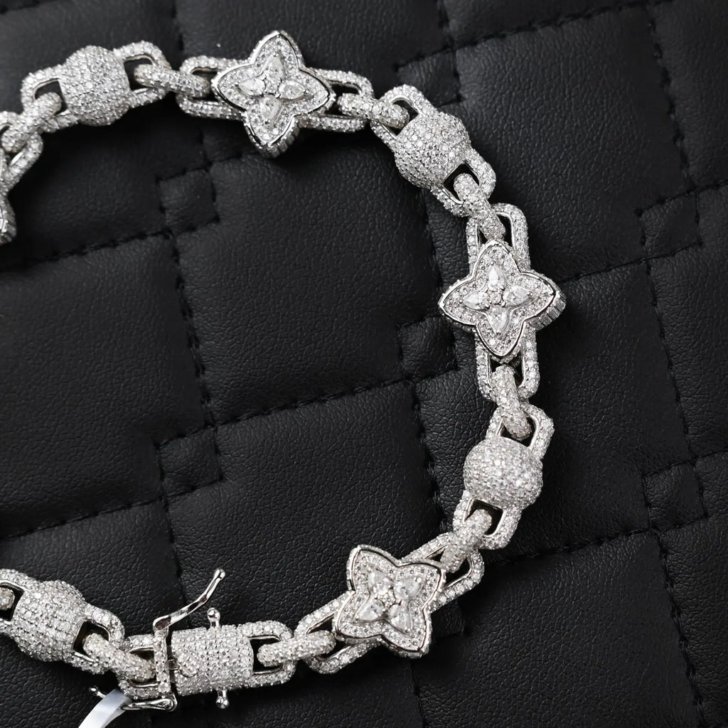Clover Iced Out Bracelet [13.95CTW] Moissanites in 925 Sterling Silver