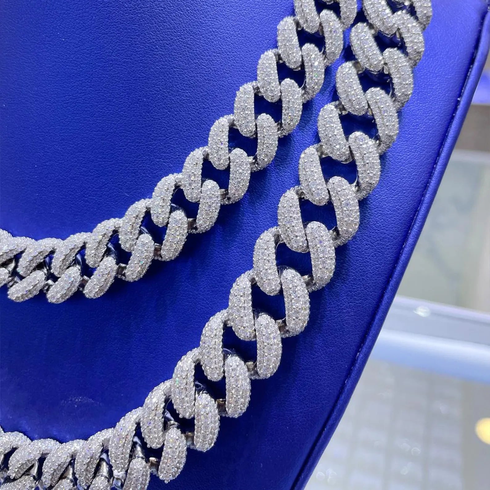 Moissanite Cuban Link Chains [41.91CTW - 47.29CTW] in 925 Sterling Silver