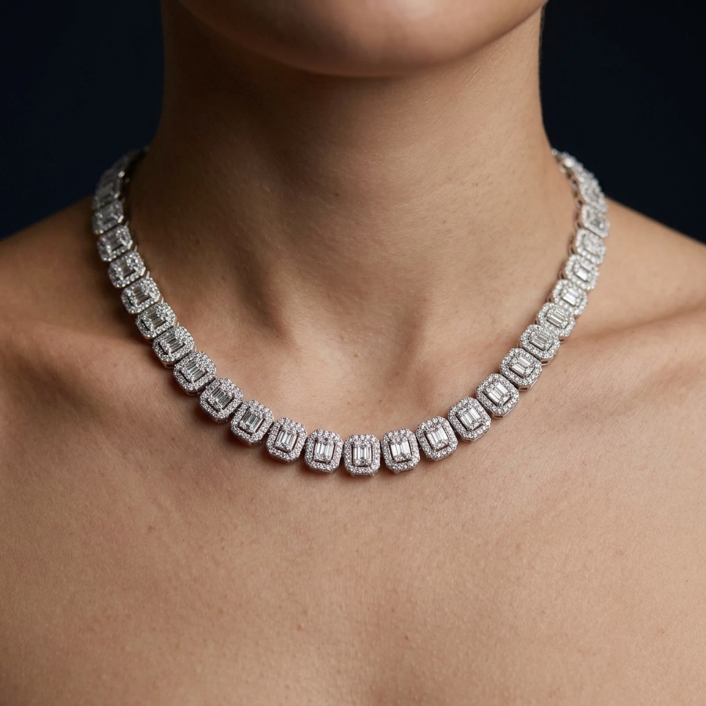 Baguette Link Moissanite Chain [35.25CTW] in 925 Sterling Silver